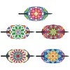 5pcs DIY Handmade Creative Mandala Pattern Wooden + PU Leather Daily Wear Hair Accessories Hair Clips Diamond Painting Artwork Kits