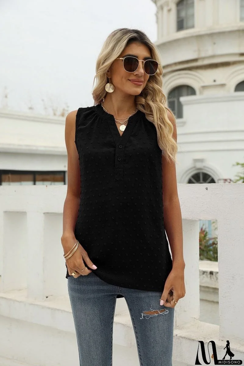 MidiSono - Swiss Dot Notched Neck Tank