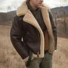 Men's Outdoor Vintage Thick Fleece PU Jacket by Inlyline