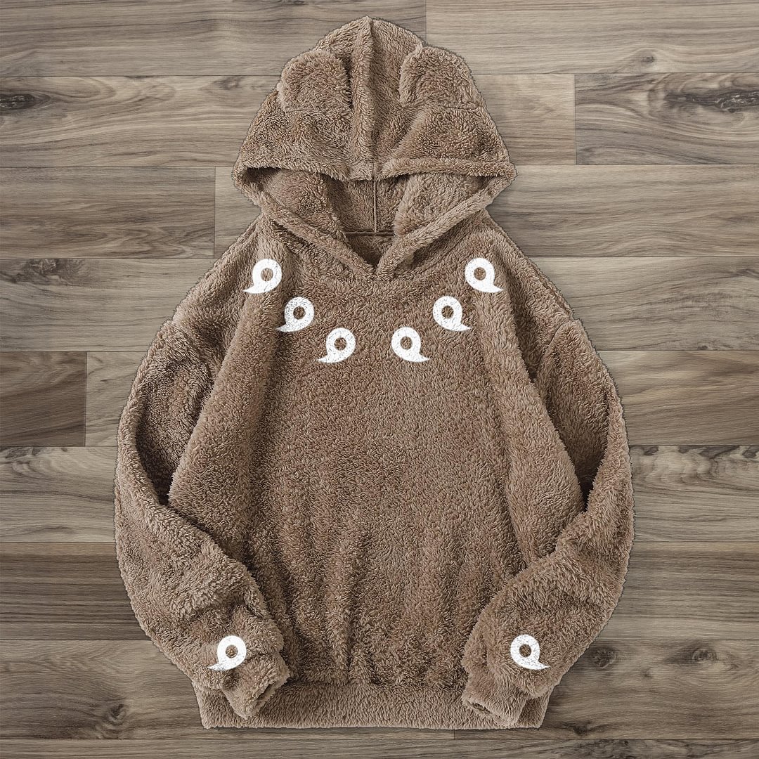 Retro Trendy Fashion Rabbit Ears Plush Hoodie