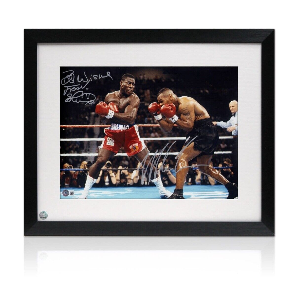 Mike Tyson And Frank Bruno Signed Boxing Photo Poster painting. Framed
