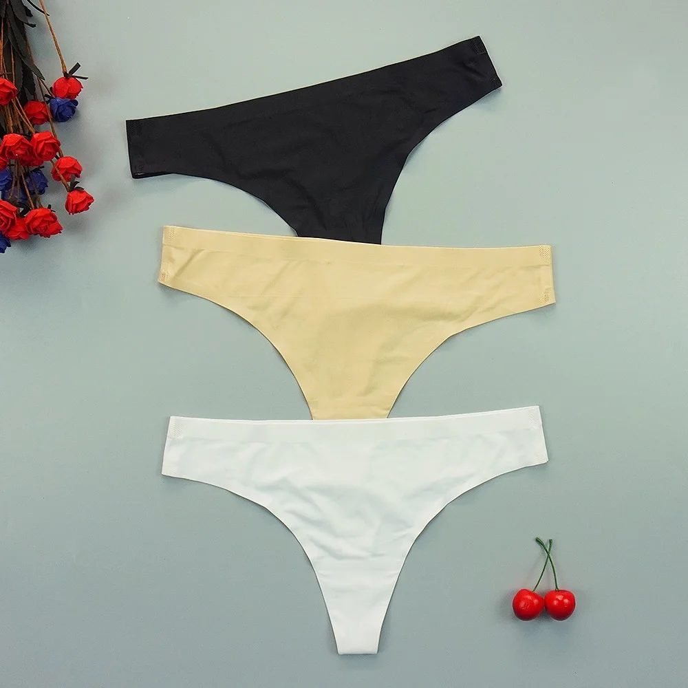 Billionm Sexy Seamless Thongs Ladies Ice Silk G-String Woman Sport Intimate Comfort Panties Female Underpants Plus Size S-4XL