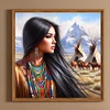 Femme indienne-peinture diamant ronde-40*40cm