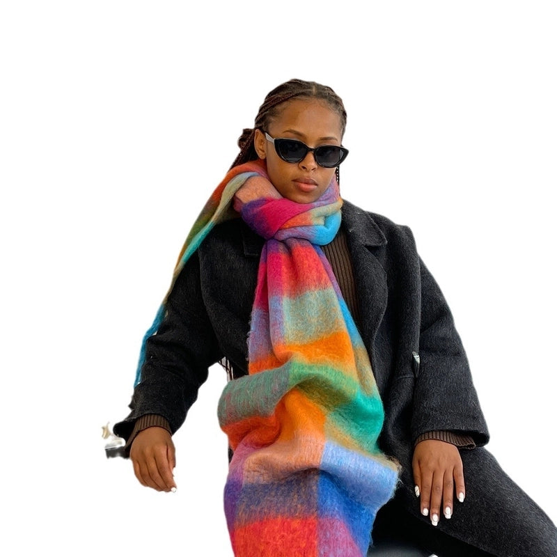 Women’s Casual Lattice Imitation Cashmere Tassel Scarf