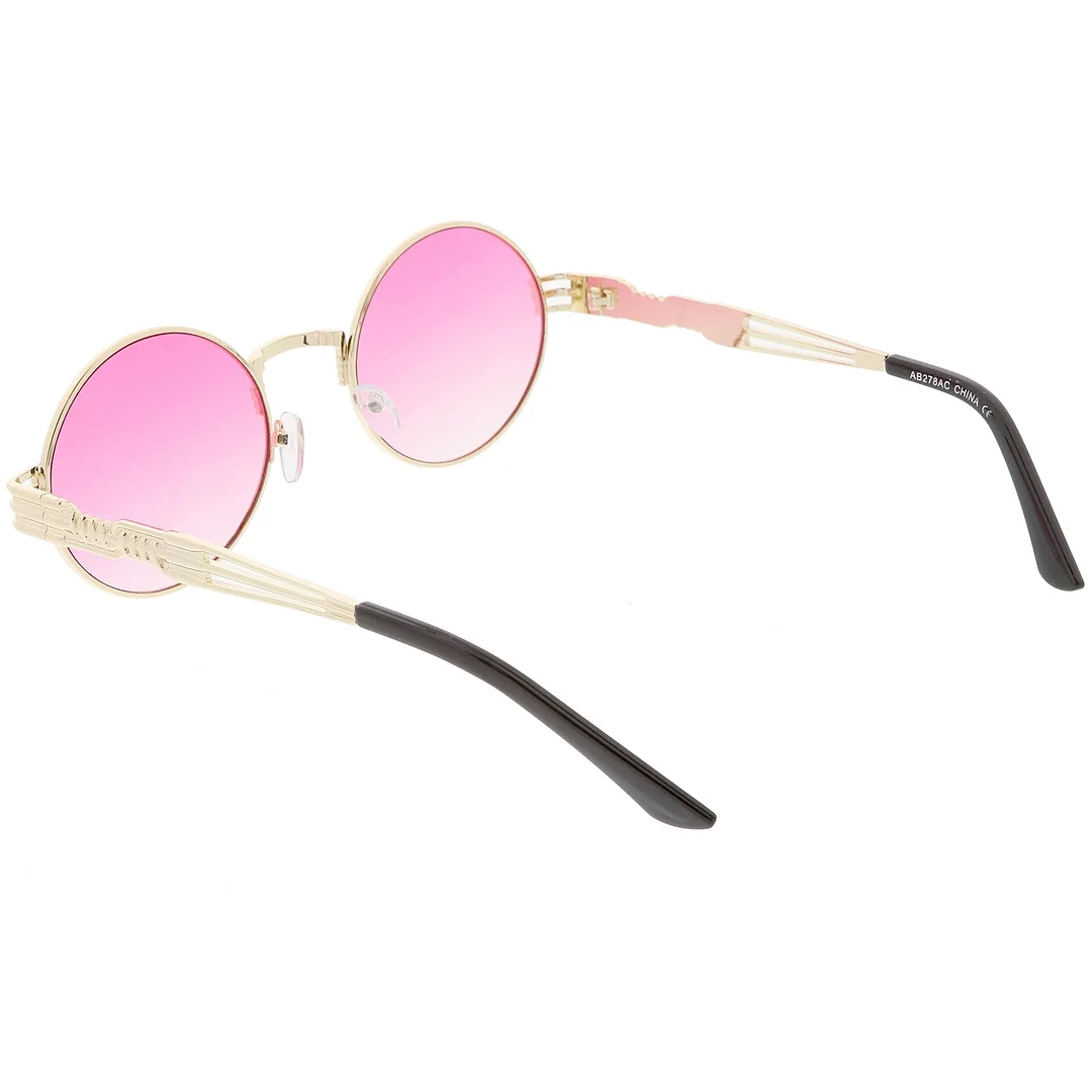 Steampunk Inspired Oval glasses Unique Engraved Metal Detail Color Tinted Lens 60mm