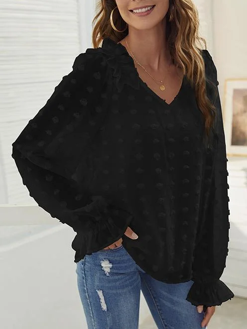 Women Long Sleeve V-neck Top