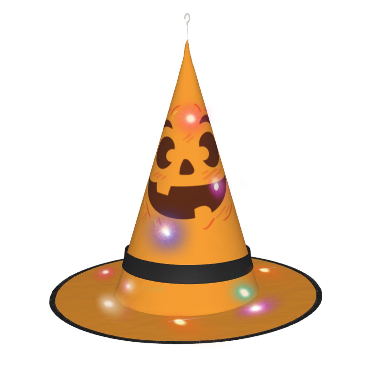 Funny Halloween Cartoon Face Hanging Lighted Witch Hats