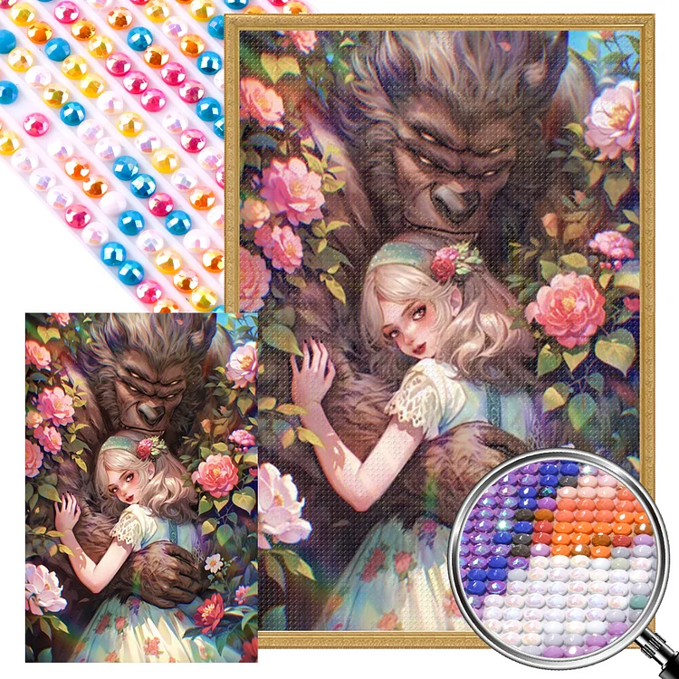 Beauty And The Beast 40*60CM (Canvas) AB Round Drill Diamond Painting gbfke
