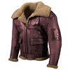 Men Vintage Distressed Real Fur RAF B3 Bomber Genuine Sheepskin Leather Jacket by Inlyline