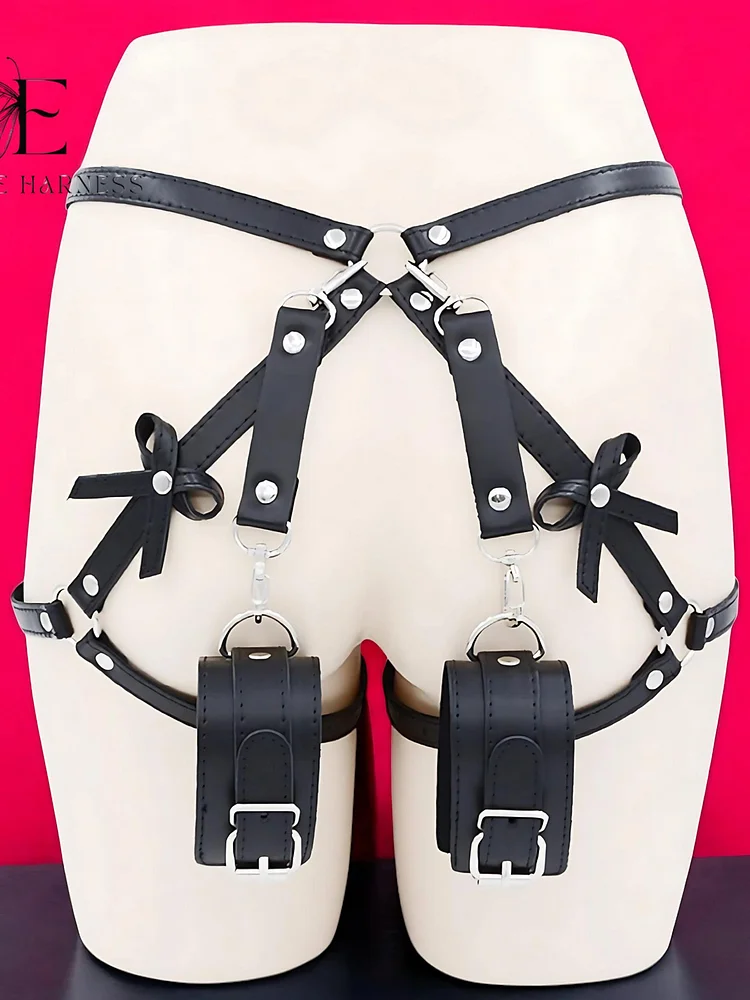 pornhint Pornhint Leather Thigh and Leg Harness Set for Women, Leg Harnesses for Women With Handcuff, Thigh Harness Belt, Harness Lingeries, Harness Belt, leather harness women