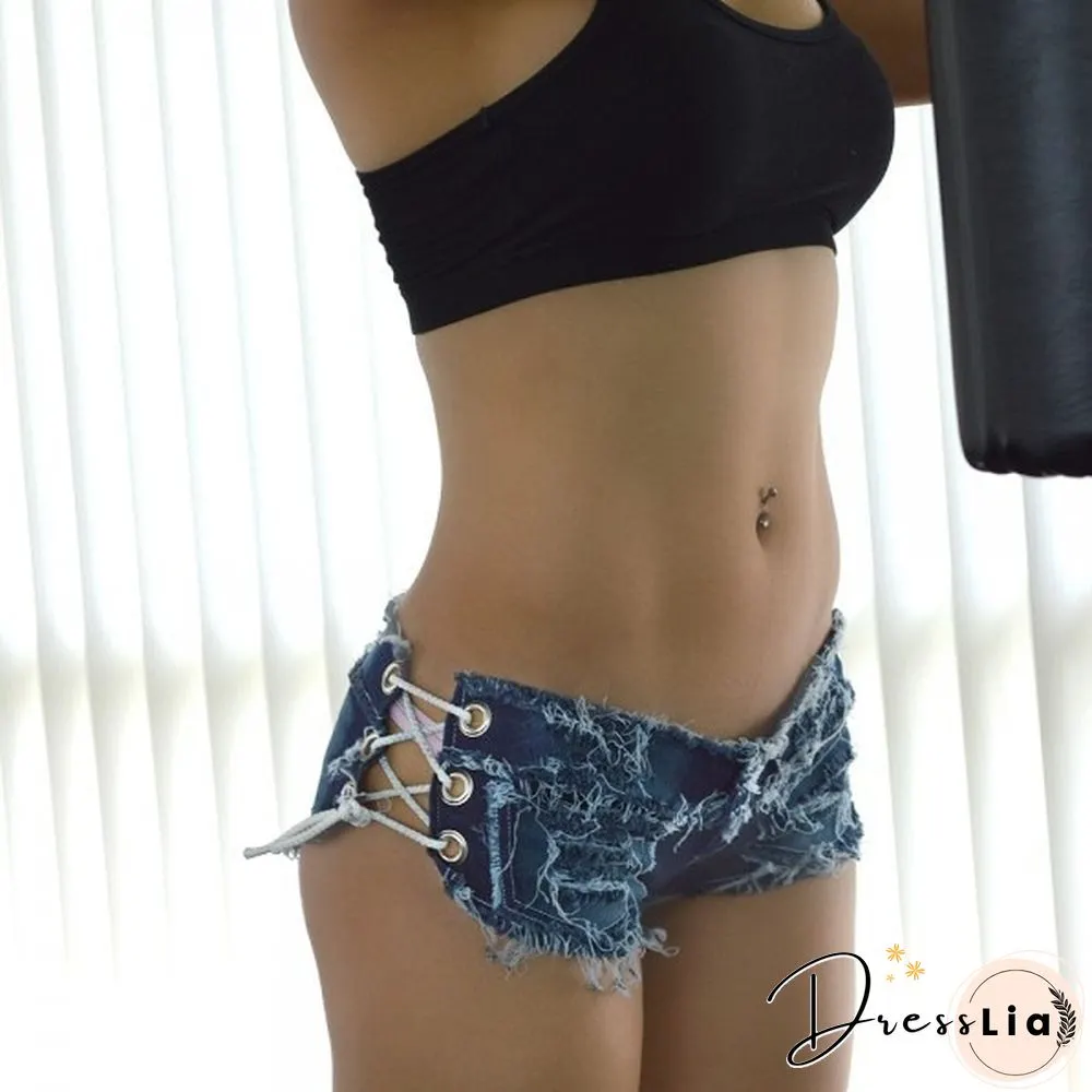 Summer Womens Jeans Denim Shorts Pure Cotton Lace-up Super Shorts Ladies Skinny Short Jeans Young Women