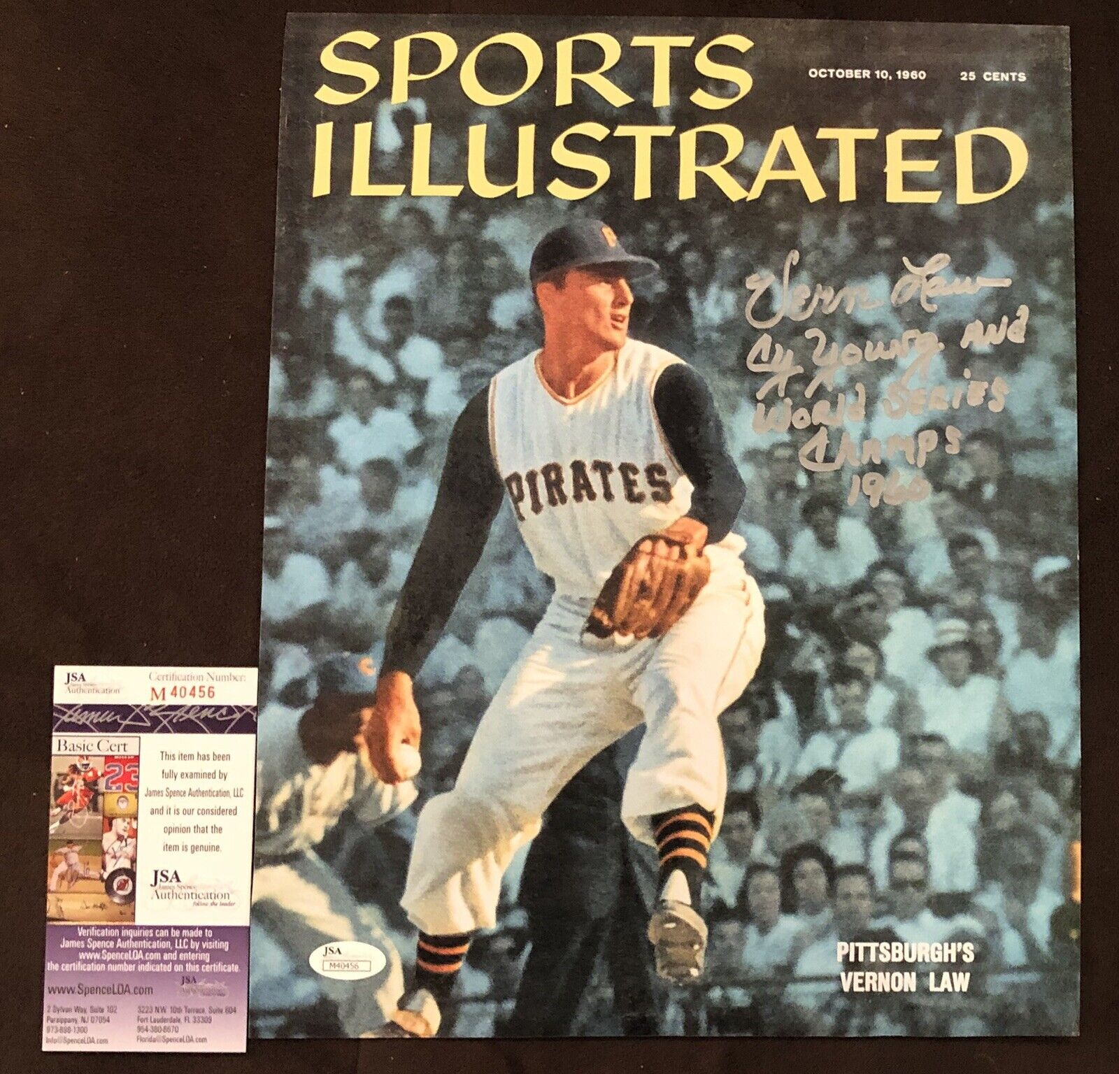 Vern Law Pirates Signed 11x14 Sports illustrated World Series Champ CY JSA COA