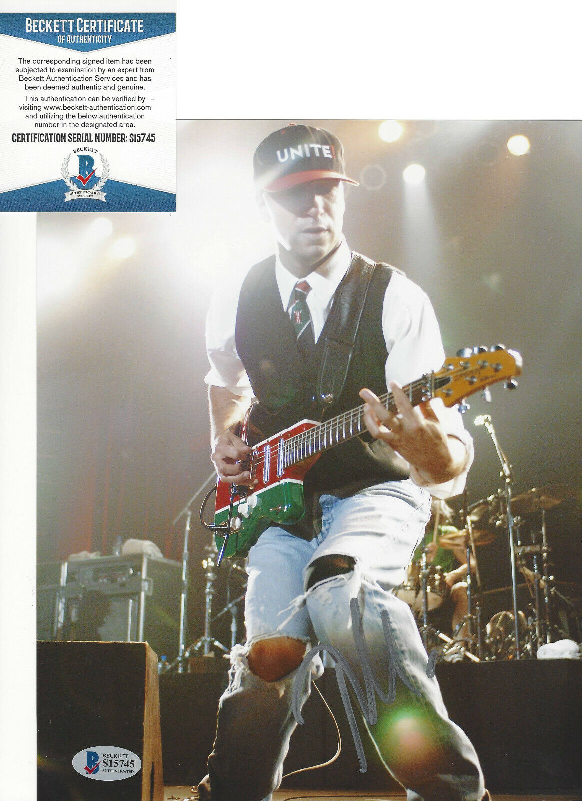 TOM MORELLO RAGE AGAINST THE MACHINE SIGNED 8x10 Photo Poster painting 4 PROOF BECKETT COA BAS