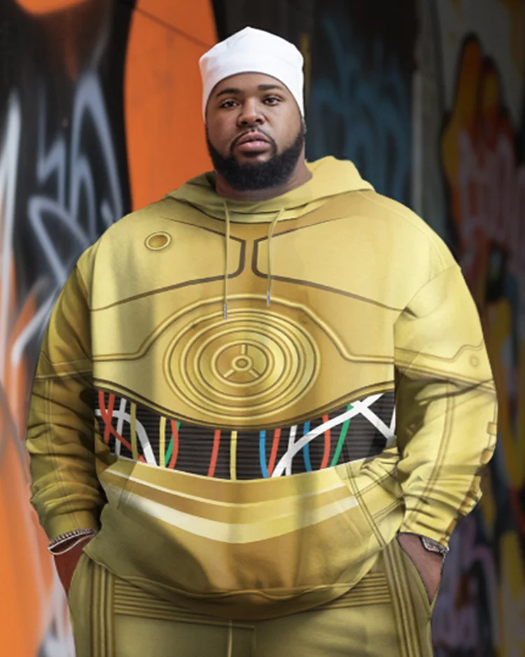Men's Plus Size Personalized  Fun Cosplay Hoodie Two-Piece Set