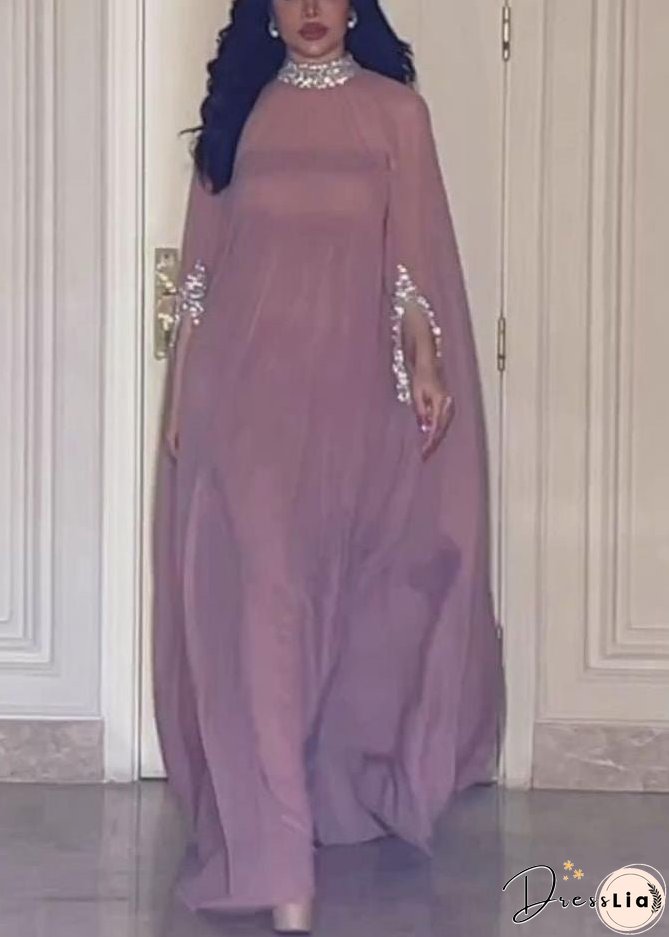 Novelty Pink Solid Patchwork Chiffon Two Pieces Set Fall