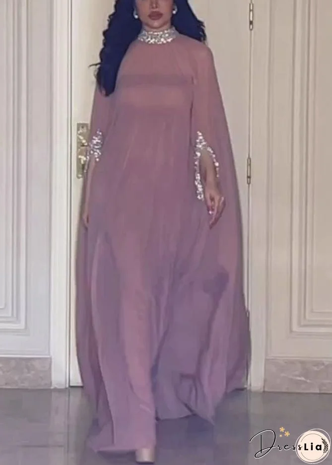 Novelty Pink Solid Patchwork Chiffon Two Pieces Set Fall