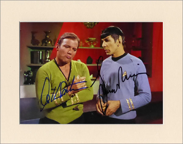 WILLIAM SHATNER & LEONARD NIMOY STAR TREK PP 8x10 MOUNTED SIGNED AUTOGRAPH Photo Poster painting