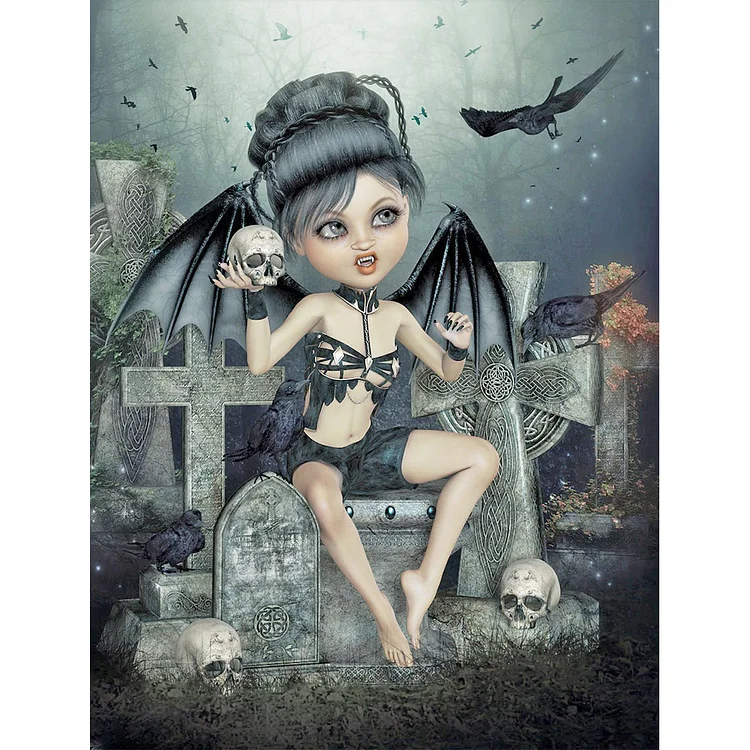 30*40CM - Round Drill Diamond Painting - Horror Doll