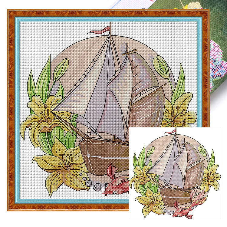 Joy Sunday - Flower Tour 14CT Stamped Cross Stitch 27*28CM