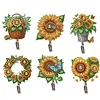 6pcs/set Special-shaped Diamond Painting Wall-mounted Key Hook Kit (Sunflower)