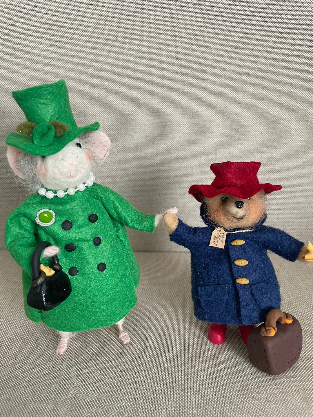 Queen Mouse Needle Felt Mouse and Her Tiny London Bear