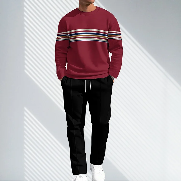 Men Causal Printed Hoodied and Pants Suit