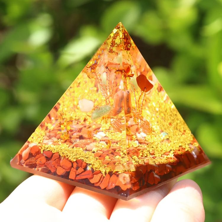 Red Coral Tree Of Life Orgone Pyramid