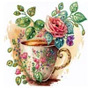 >SALE<5D DIY Partial Special Shaped Drill Diamond Painting Rose Coffee Decor 30x30cm