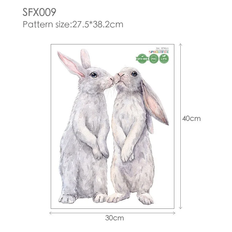 30*40cm Wall Stickers Home Decor Living Room Two Cute Rabbits Removable Home Living Room Decoration Mural Bunny Stickers