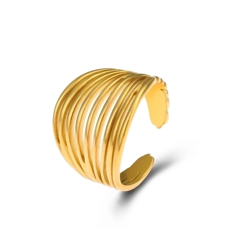 Casual Solid Color 304 Stainless Steel 18K Gold Plated Plating Open Ring