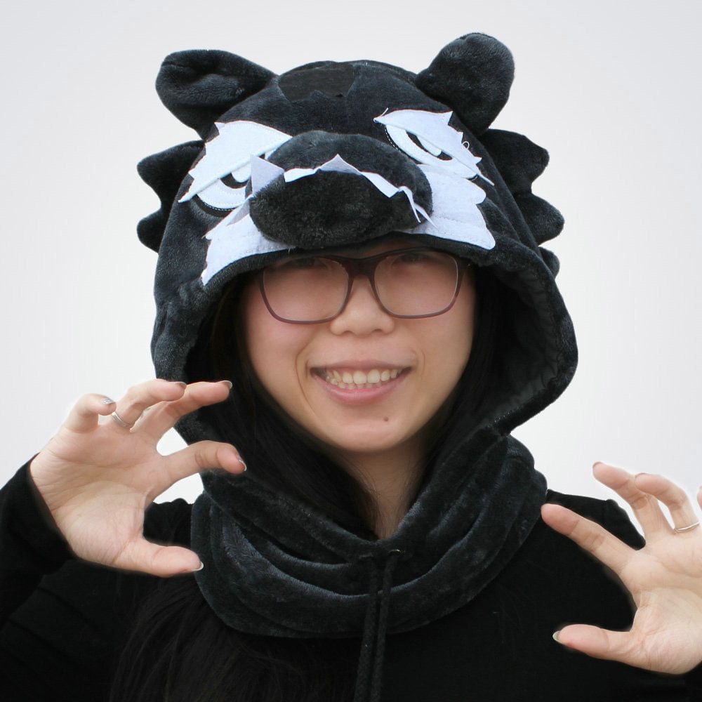 Black Timber Wolf Kigurumi Neck warmer Hood animal hat-Pajamasbuy