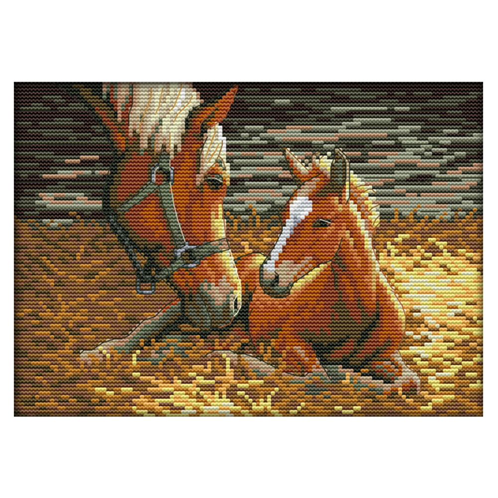 

Horse - 11CT Stamped Cross Stitch - 38*27CM, 501 Original