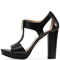 TAAFO Gladiator High Chunky Heels Platform Sandals Woman Cork Open Toe Zipper Ladies Shoes Casual Black