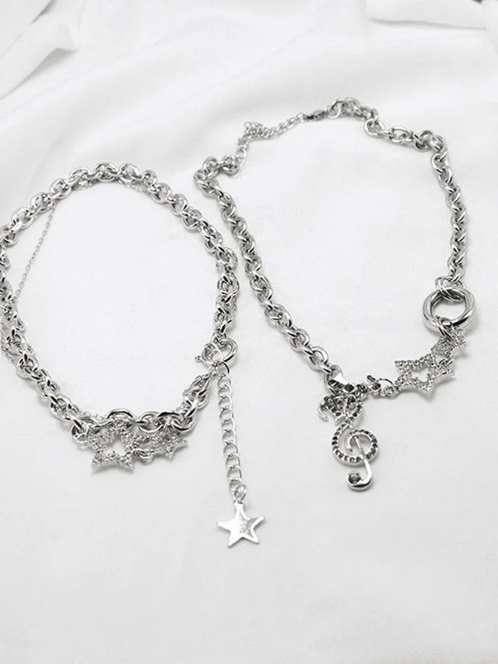 Brownm Rhinestone Decor Charm Necklace