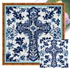 (Stamped/Counted) Blue And White Porcelain-Cross-14CT Cross Stitch 40*40cm/15.75*15.75in