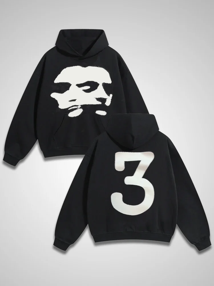 Retro Double-sided Face Hooded Sweatshirt