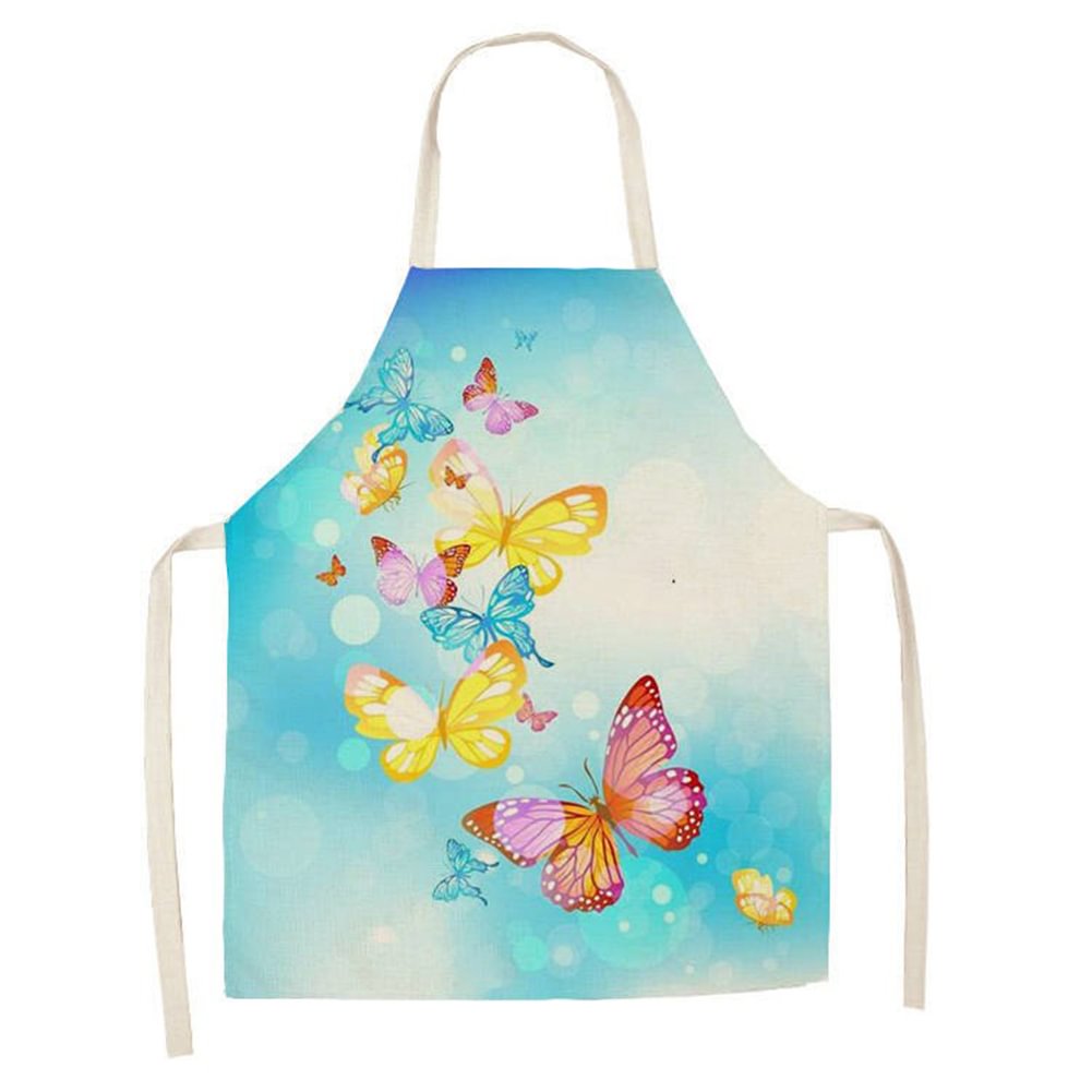 Linen Print Apron - Colorful Butterfly - 68x55cm