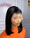 Bob Wigs 100% Human Hair Straight Wig 13x4 Full Lace Frontal Wig 12inches black Hair Pre Plucked 