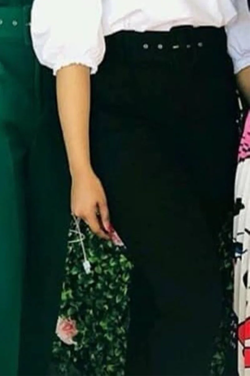 Black Fashion Casual High Waist Trousers