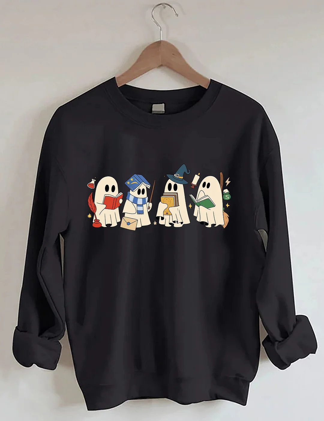 Halloween Ghosts Reading Book Sweatshirt