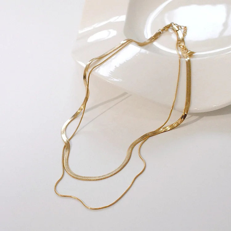 Daily Gold Double Layer Chain Necklace  Flycurvy [product_label]
