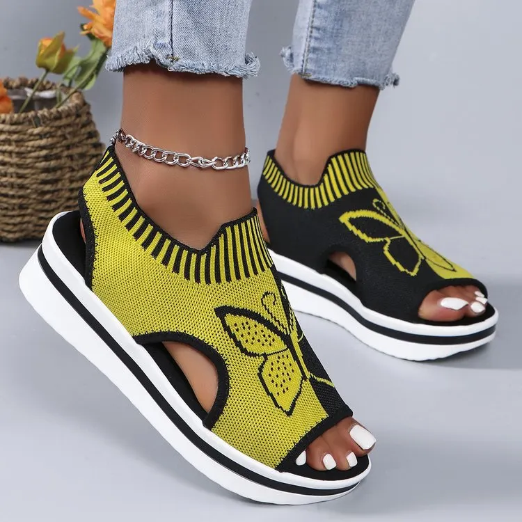 Breakj Breakj 2025 Summer New Leisure Flying Hollow Fish Mouth Beach Women's Sports Sandals