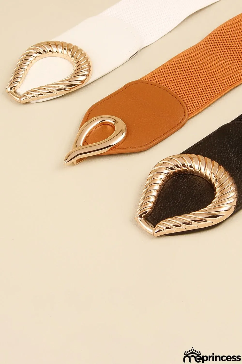 Ribbed Alloy Buckle Elastic Belt