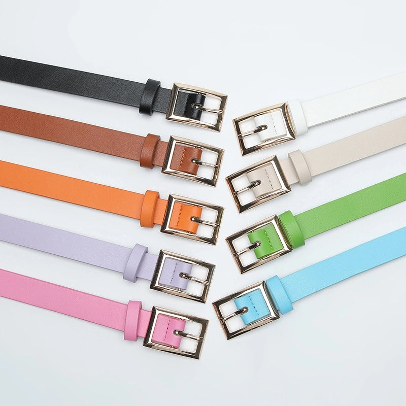 Minimalist Solid Color Pu Leather Alloy Unisex Leather Belts