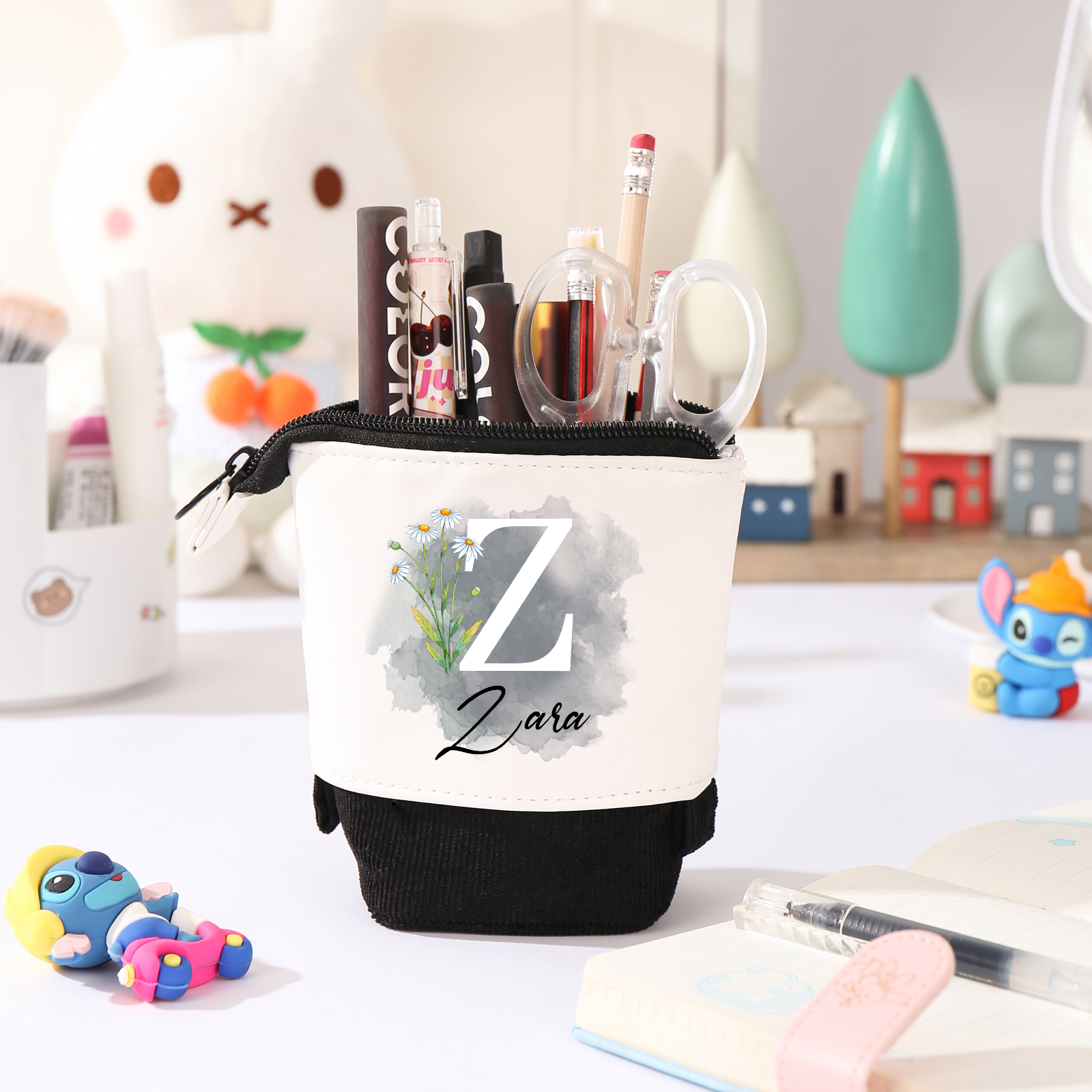 Personalised Pencil Case Custom Name & Letter & Birthday Flower Pen Pouch Back To School Gift for Kids-Jessemade AU