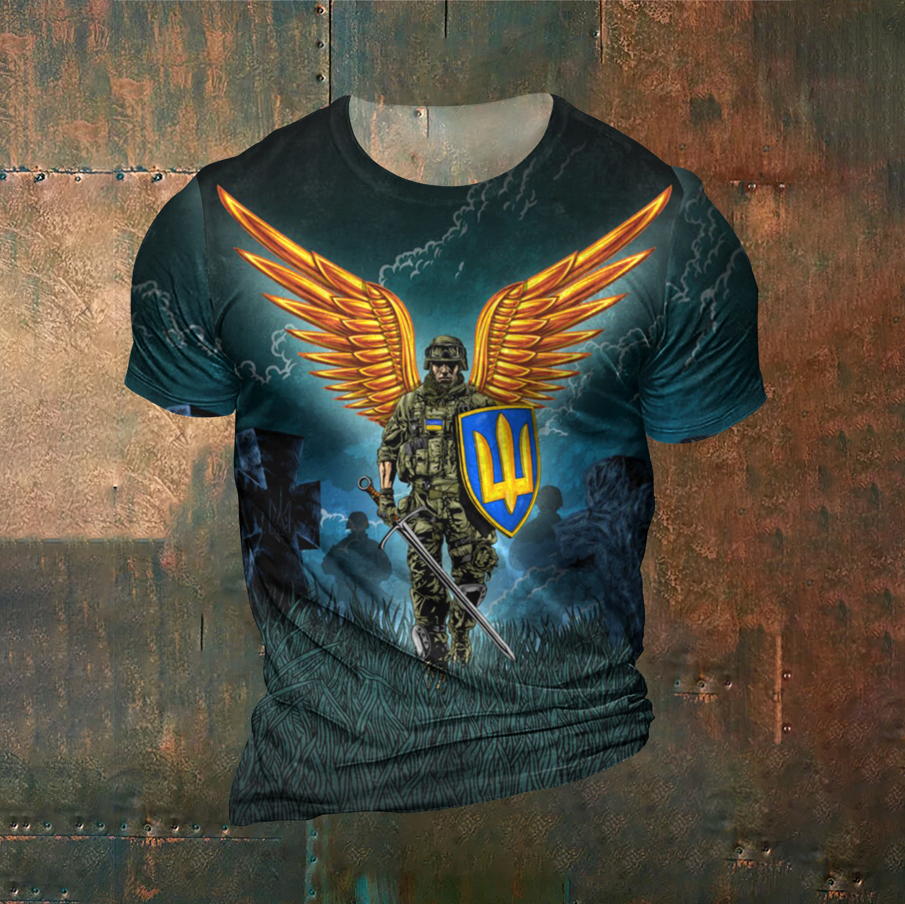 Comstylish Ukrainian Trident Warrior Print Men's T-shirt