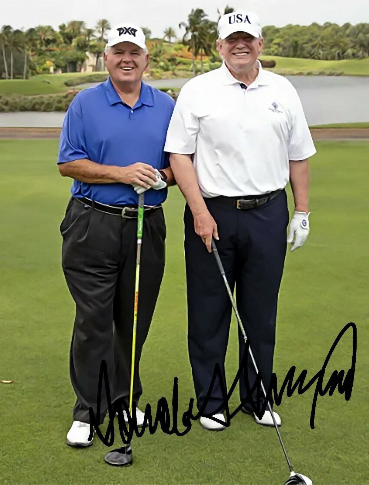 PRESIDENT DONALD TRUMP RUSH LIMBAUGH GOLF SIGNED AUTOGRAPH 8.5X11 Photo Poster painting REPRINT