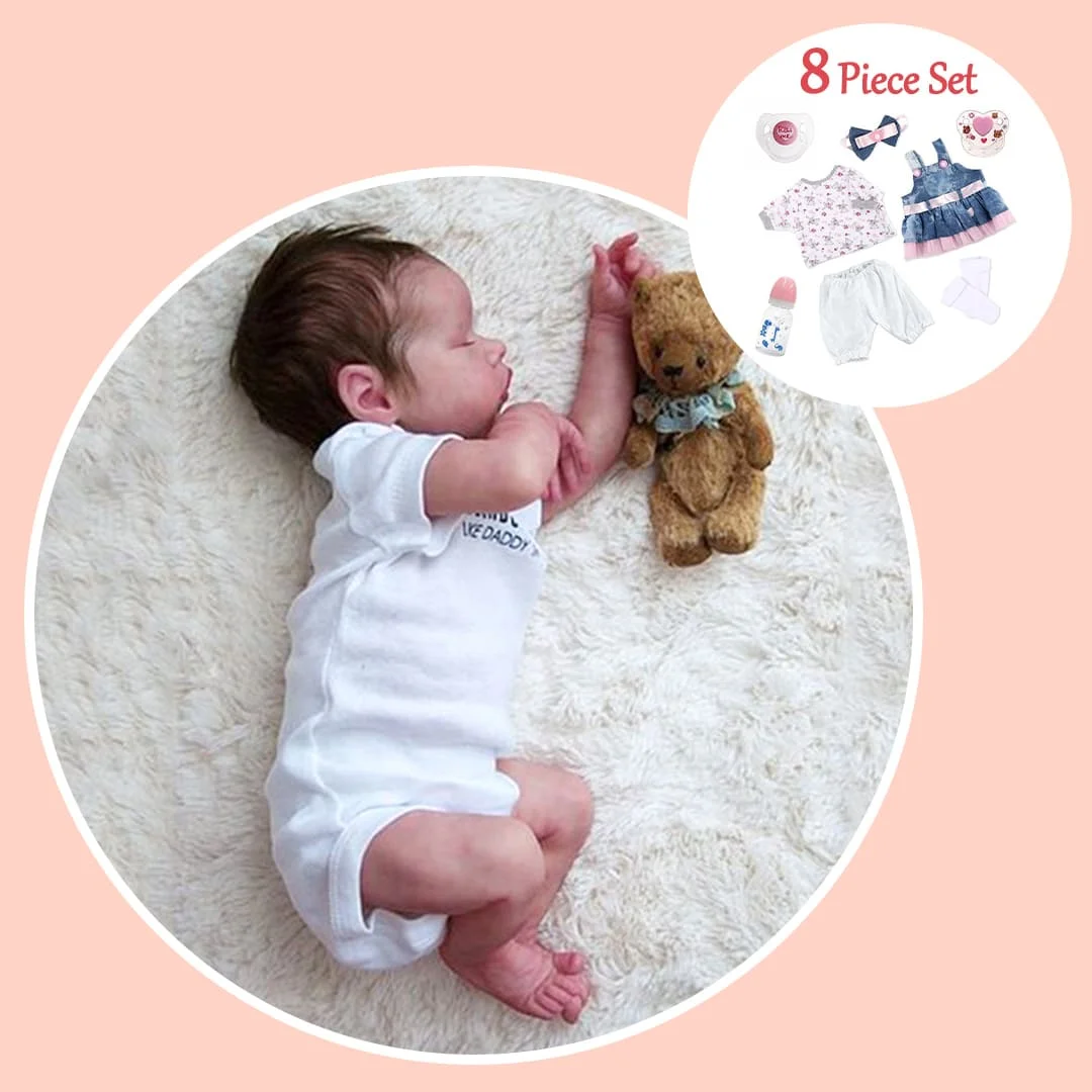 New 12 inches Sleeping Silicone Reborn Newborns Baby Girls Weighted Doll with Hand Rooted Hair Reggie -Creativegiftss® - [product_tag] RSAJ-Creativegiftss®