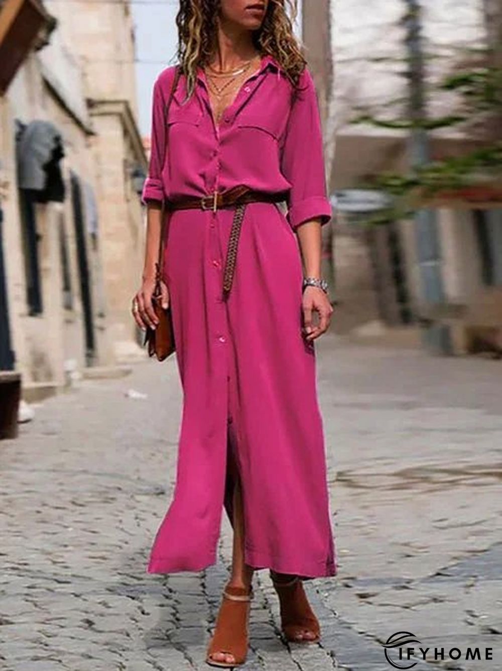 Women Summer Date  3/4 Sleeve Paneled Fall Linen Dress | IFYHOME