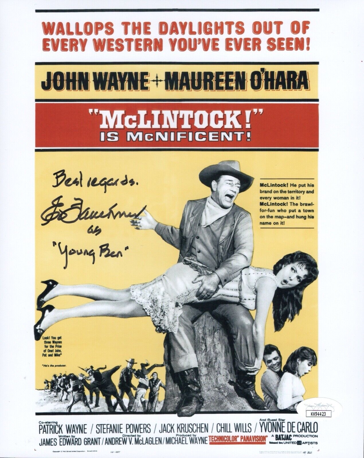 ED FAULKNER Signed 8x10 McCLINTOCK John Wayne Photo Poster painting Autograph JSA COA Cert